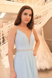 Spaghetti Straps Beading Bodice Long Chiffon Prom Dresses Evening Dresses RJS491 Rjerdress