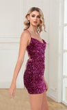Spaghetti Straps Bodycon Sequins Homecoming Cocktail Dresses Rjerdress