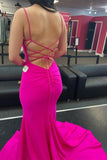 Spaghetti Straps Floor Length Satin Mermaid Prom Dresses Evening Dresses Rjerdress