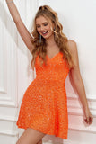 Spaghetti Straps Homecoming Cocktail Dresses A Line Sequins Short/Mini Rjerdress