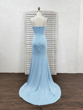 Spaghetti Straps Ivory Long Sheath Simple Elegant Bridesmaid Dresses Rjerdress