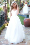 Spaghetti Straps Long Simple Elegant White Open Back Wedding Dresses Rjerdress
