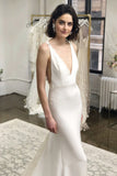 Spaghetti Straps Mermaid Wedding Dresses Spandex With Applique Sweep Train Rjerdress