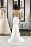 Spaghetti Straps Mermaid Wedding Dresses Spandex With Applique Sweep Train Rjerdress