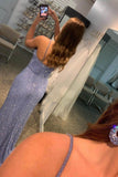 Spaghetti Straps Sequin Sexy Mermaid Side Slit Popular Cheap Prom Dresses Evening Dress RJS688 Rjerdress