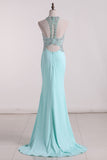 Spandex Scoop Party Dresses Mermaid With Beading Open Back Rjerdress