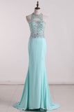 Spandex Scoop Party Dresses Mermaid With Beading Open Back