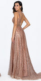Sparkle A-Line Empire Gold Long Prom Dress Rjerdress