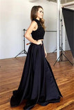 Sparkly Modest Two Pieces Beaded Long High Neck Prom Dresses Rjerdress