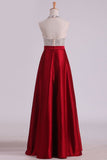 Sparkly Open Back Halter Beading Red Long Prom Dresses with Pockets RJS403 Rjerdress