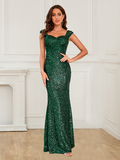 Sparkly Sequin Straps Mermaid Prom Evening Dress Rjerdress