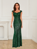 Sparkly Sequin Straps Mermaid Prom Evening Dress