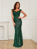 Sparkly Sequin Straps Mermaid Prom Evening Dress Rjerdress