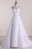 Strapless Bridal Dresses A Line Tulle With Applique Court Train Rjerdress
