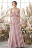 Strapless Bridesmaid Dresses A Line Ruched Bodice Chiffon
