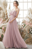 Strapless Bridesmaid Dresses A Line Ruched Bodice Chiffon Rjerdress