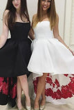 Strapless High Low Black & White Prom Dresses With Printed Rjerdress