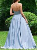 Strapless Long Prom Dress With Appliques, A Line Cheap Formal Dress With Beads Rjerdress