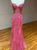 Strapless Mermaid Lace Long Prom Dress with Appliques RJS223 Rjerdress