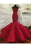 Strapless Mermaid Lace Prom Dresses With Beaded Neckline Rjerdress