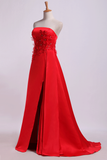 Strapless Party Dresses Column Sweep Train With Beading Rjerdress
