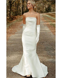 Strapless Satin With Bowknot Mermaid Wedding Dresses Rjerdress