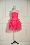 Strapless Tiered Homecoming Dresses Tulle Cocktail Dresses Rjerdress