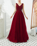 Straps Gorgeous Beading Prom Dress A Line Tulle Evening Dresses Rjerdress