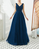 Straps Gorgeous Beading Prom Dress A Line Tulle Evening Dresses Rjerdress