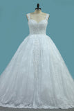 Straps Tulle Ball Gown Bridal Dresses With Applique Chapel Train Rjerdress