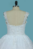 Straps Tulle Ball Gown Bridal Dresses With Applique Chapel Train Rjerdress