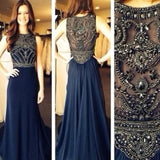 Stunning Formal Dresses Champagne Beaded Bodice And Back A-Line Scoop Sweep/Brush Chiffon Rjerdress