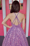 Stylish Halter Floor-Length Open Back Prom Dress Sequin Top Evening Dresses RJS584
