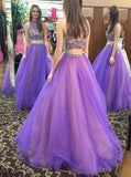 Stylish Two Piece High Neck Floor-Length Prom Dress with Beading Open Back Rrjs587 Rjerdress