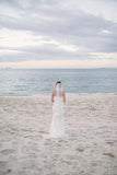 Subtle Sweetheart Strapless Lace Mermaid White Sleeveless Tulle Beach Wedding Dresses Rjerdress