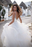 Summer Tulle V-Neck Garden Elegant Bridal Gowns, Flooe Length Wedding Gowns Rjerdress