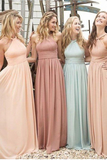 Sweep Train Straps A Line Chiffon With Ruffles Bridesmaid Dresses Rjerdress