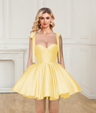 Sweetheart A Line Homecoming Dresses Satin With Straps