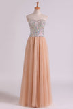 Sweetheart A-Line Party Dress With Colorful Rhinestone Beaded Bodice Tulle Rjerdress