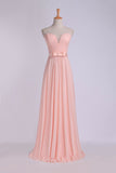 Sweetheart A Line Party Dress With Sash Pick Up Long Chiffon Skirt