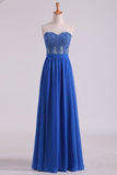 Sweetheart A Line Party Dresses Chiffon With Applique And Beads Floor Length Rjerdress