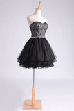 Sweetheart A Line Short/Mini Hoco Dress With Applique Beaded Rjerdress