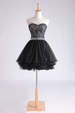Sweetheart A Line Short/Mini Hoco Dress With Applique Beaded