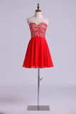 Sweetheart A Line Short/Mini Hoco Dresses Lace & Chiffon