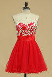 Sweetheart A Line Short/Mini Hoco Dresses With Embroidery