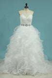 Sweetheart A Line Tulle Bridal Dresses With Applique And Sash