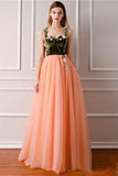Sweetheart A Line Velvet & Organza Blush Pink 3D Floral Prom Dresses