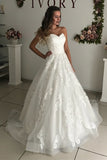 Sweetheart Appliques Organza Long Wedding Ball Gown Rjerdress