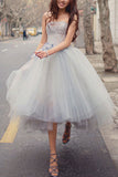 Sweetheart Appliques Tulle Sleeveless Short Cocktail Dress Charming Homecoming Dresses Rjerdress