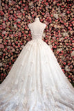 Sweetheart Ball Gown Sleeveless White Tulle Beads Appliques Sweep Train Wedding Dress Rjerdress